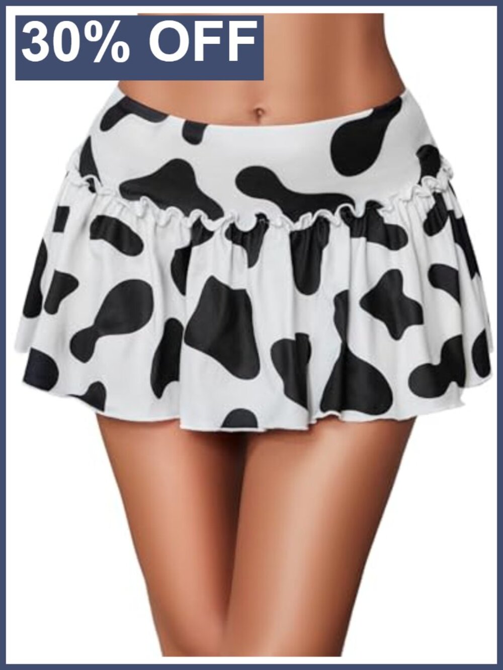 Ruffle Mini Skirt Polyester Spandex Stretch Waistband Lingerie